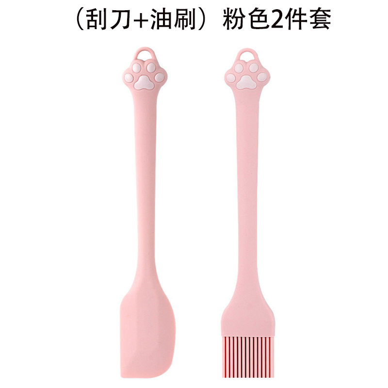 Cross-Border New Product Cat Paw Silicone Spatula Oil Brush Household Baking Cake Cream Spatula Silicone Oil Brush Set in Stock