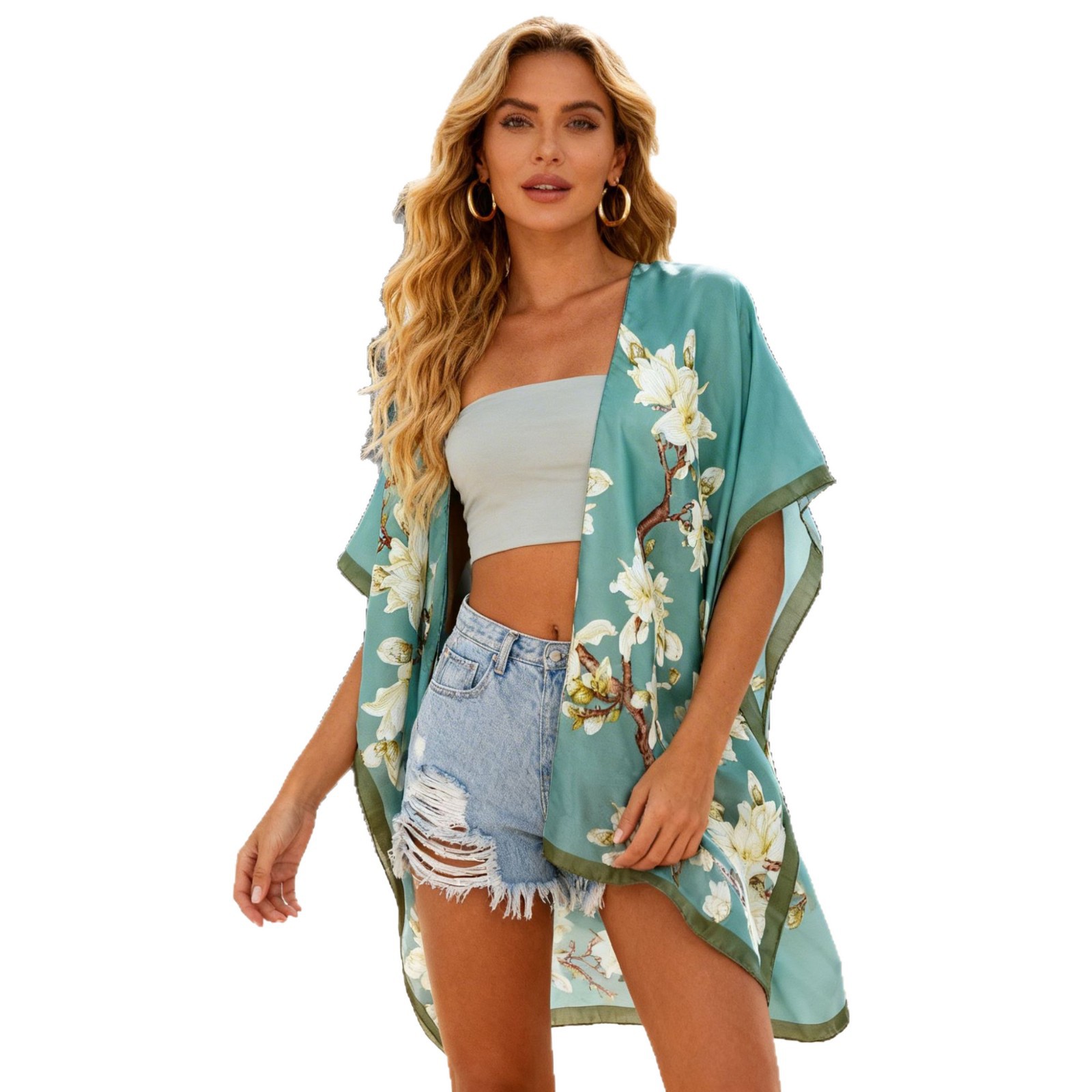 Vestido de impresión suelto de mujer transfronteriza de playa de vacaciones bikini chal Amazon explosión exclusiva para el verano