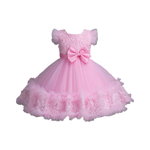 Girls' Mesh Skirt,  Princess Dress, Elegant Flower Girl Wedding & Children's Birthday Gown, Hostess Performance Formal Wear