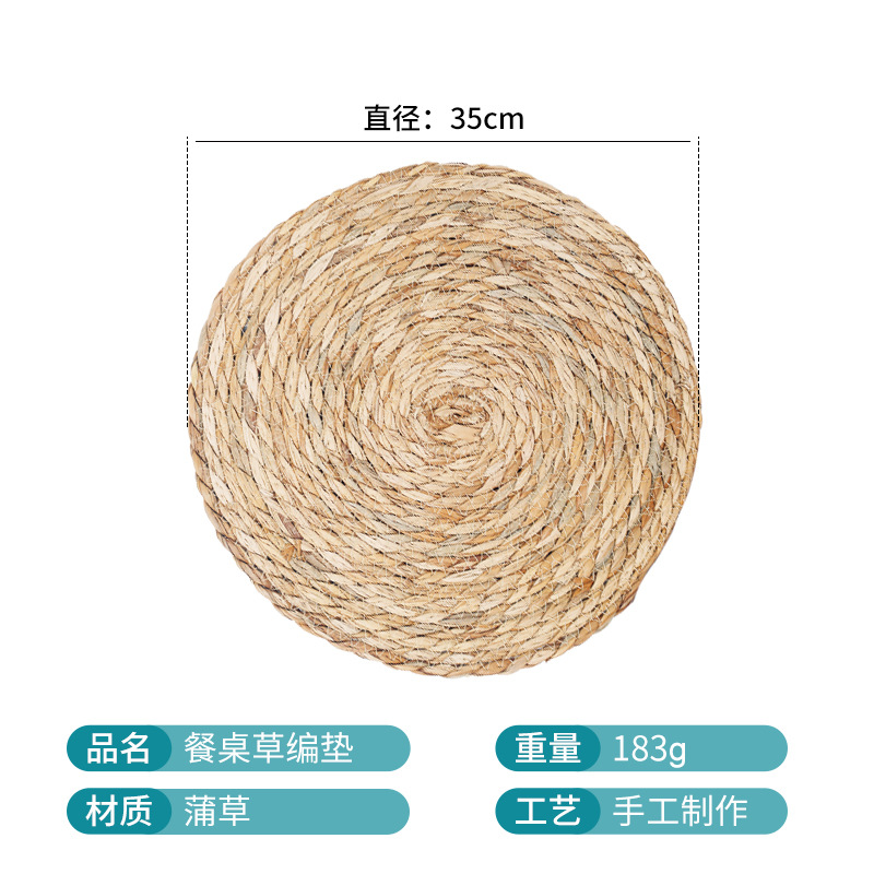 Mesa de comedor de paja tejidas transfronterizas, tapete de aislamiento térmico, posavasos, tapetes de tazón, tapetes de decoración de restaurante, tapetes occidentales, tapetes antideslizantes para la cocina