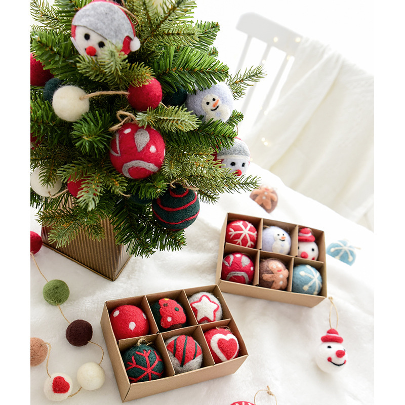 NUCHI クロスボーダー クリスマスデコレーション ウールフェルト スノーフレーク クリスマスツリー デコレーションボール 小さなペンダント クリスマスデコレーション ペンダント|undefined
