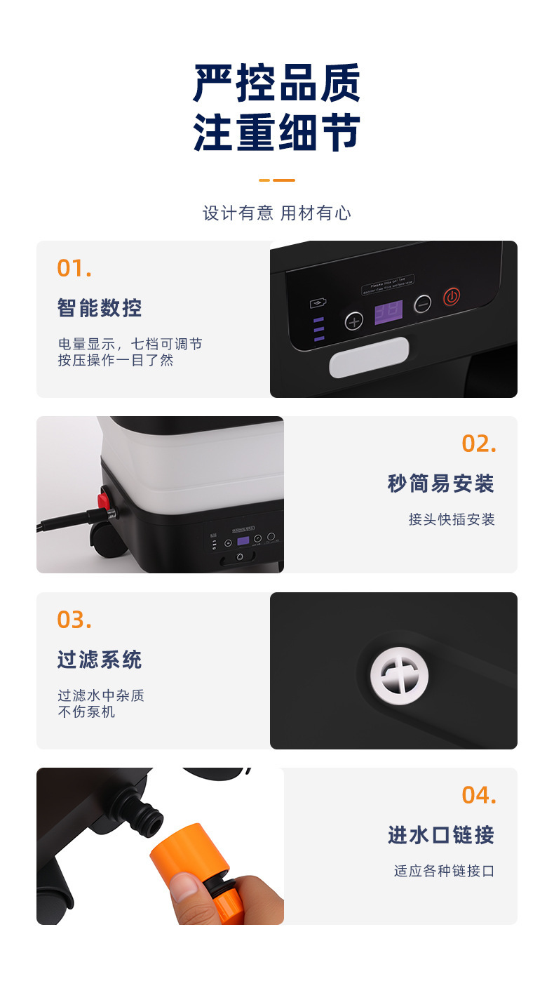 Household High-Pressure Car Washing Machine, Multi-Functional, Easy-To-Store Cleaning Machine, Foldable High-Power Car Washing Tool, Manufacturer Wholesale