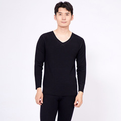 天貓跑量新款雙面絨發熱男士保暖內衣隨心裁V領德絨打底衫T恤長褲