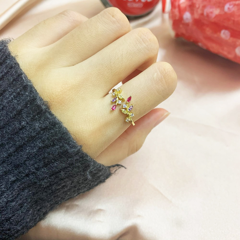 Fashion Flower Sterling Silver Inlay Zircon Open Ring 1 Piece