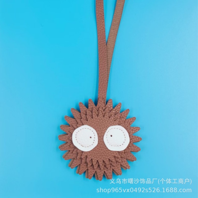 创意黑煤球皮革钥匙扣包包挂件可爱简约个性女潮搭饰品丑萌小煤球|undefined