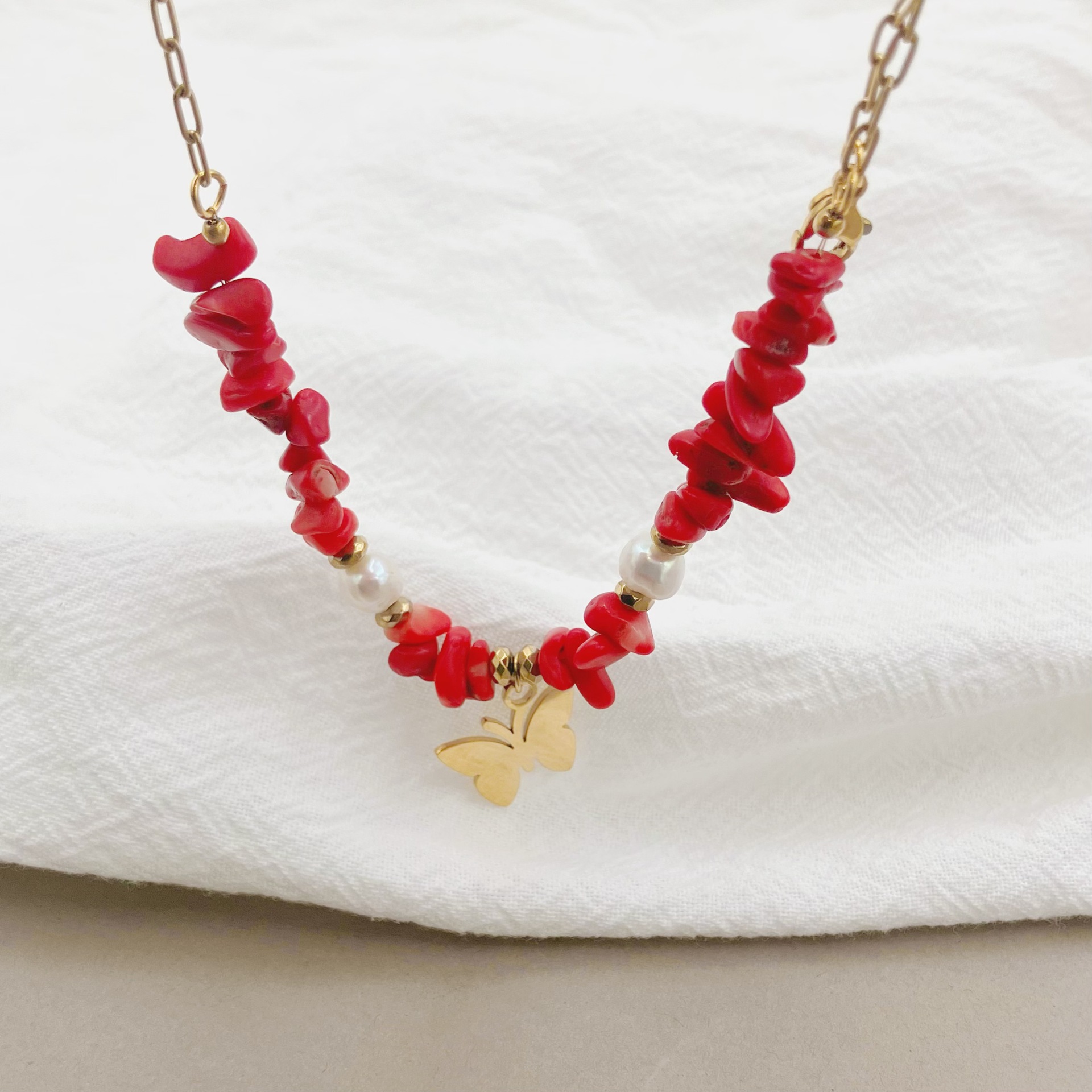 Fashion Butterfly Titanium Steel Plating Pendant Necklace 1 Piece