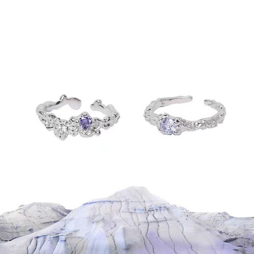 Small Gemstone Amethyst Ins Cold Wind Adjustable Mouth Retro Ins Personality Luxury Ring for Women