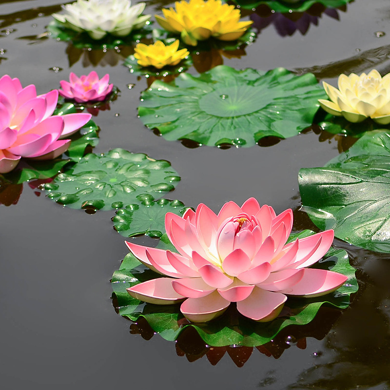 eva泡棉仿真荷花荷葉假花水上漂浮睡蓮魚缸水池裝飾舞蹈道具供佛