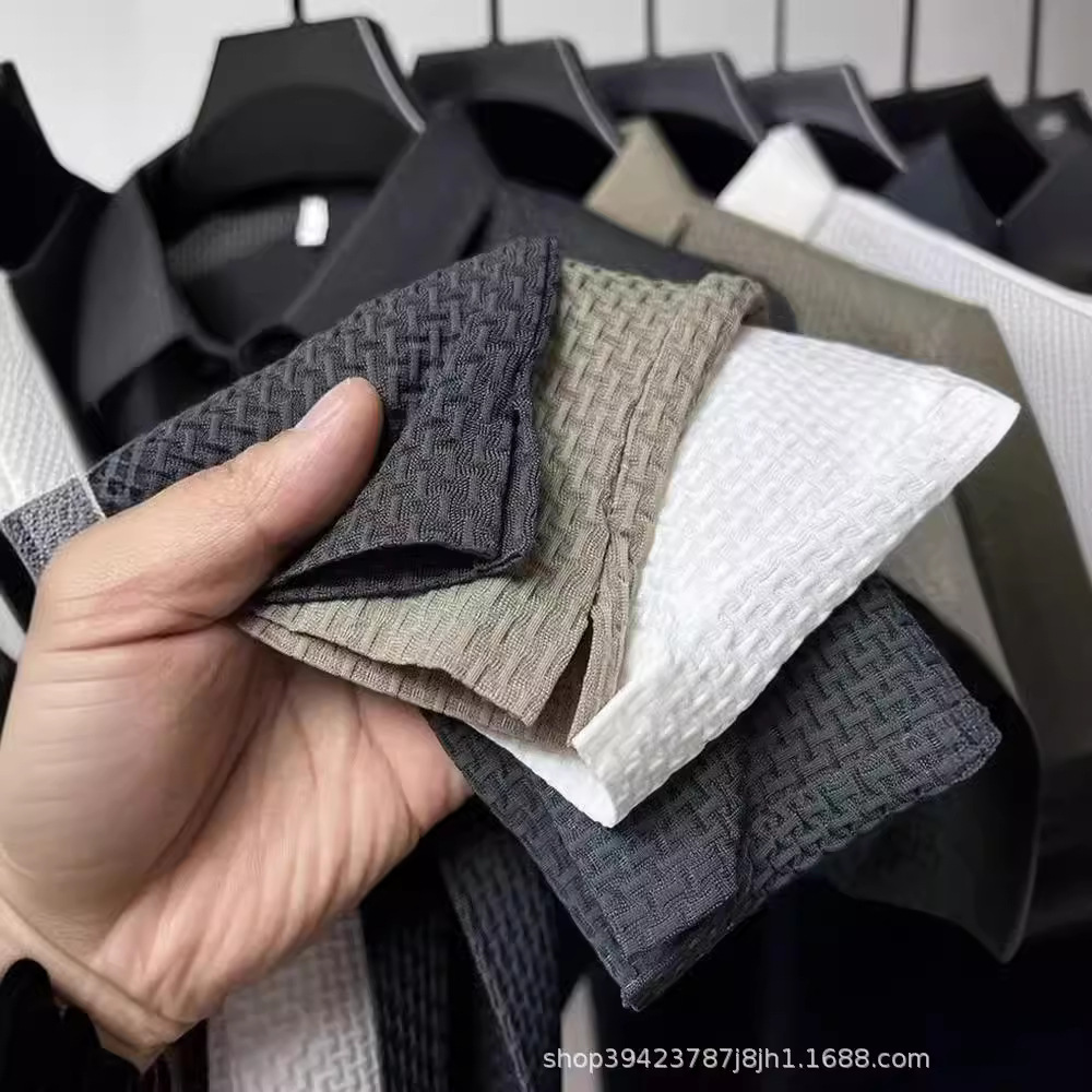 Camiseta de polo de secado rápido de seda de hielo de verano Camiseta de manga corta con solapa jacquard para hombre