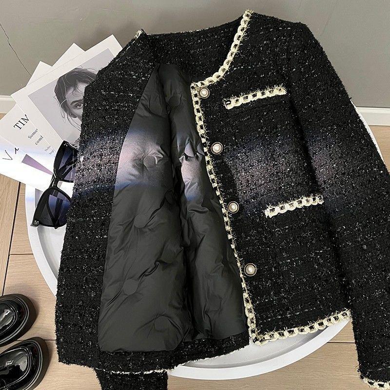 Black Chanel-Style down Jacket for Women, 2025 New French Fashion Style for Petite Figures