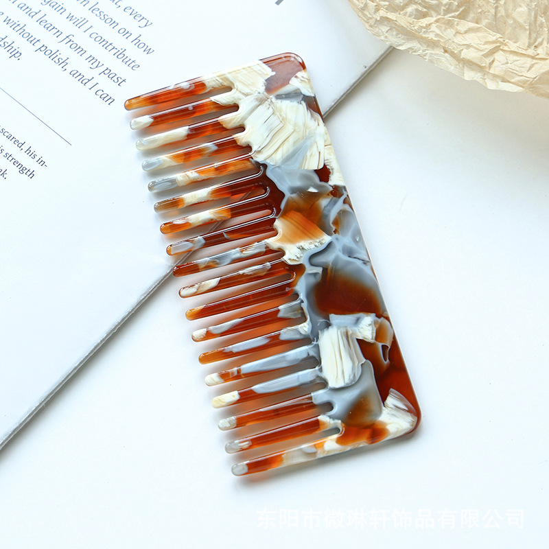 아세테이트 사각 빗 11.7cm 밀크 화이트 커피