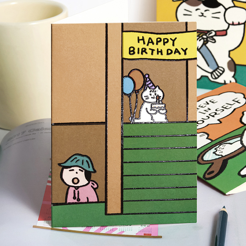 NOTE FOR × MATSUGODA Tarjeta de felicitación UV de marca compartida Tarjeta de mensaje de dibujos animados lindo Deseos de cumpleaños