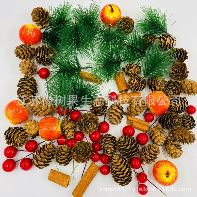 Трансграничные новые рождественские украшения сосновая шишка костюм Рождественская сцена макет сосновая шишка яблоко сосновая игла аксессуары