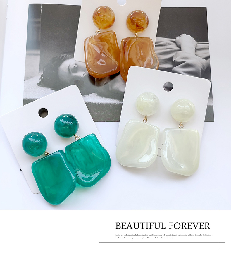 1 Par Geométrico Retro Resina Pendientes De Gota display picture 1