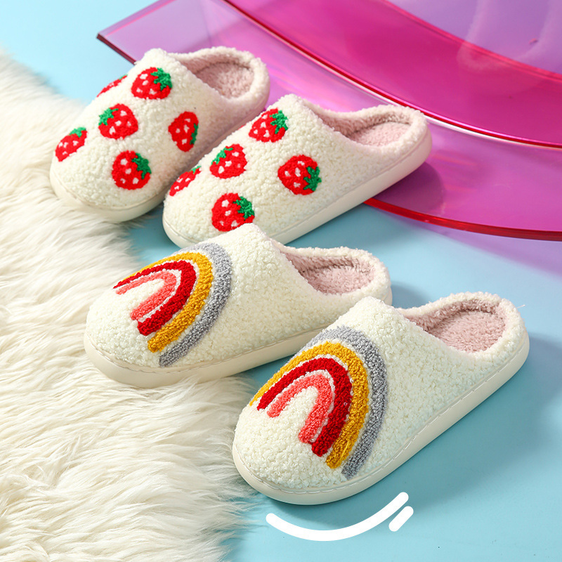Cross-Border Popular Fruit Style Cotton Slippers Winter Women's Confinement Shoes Home Slippers Love Plush Warm Plush Slippers