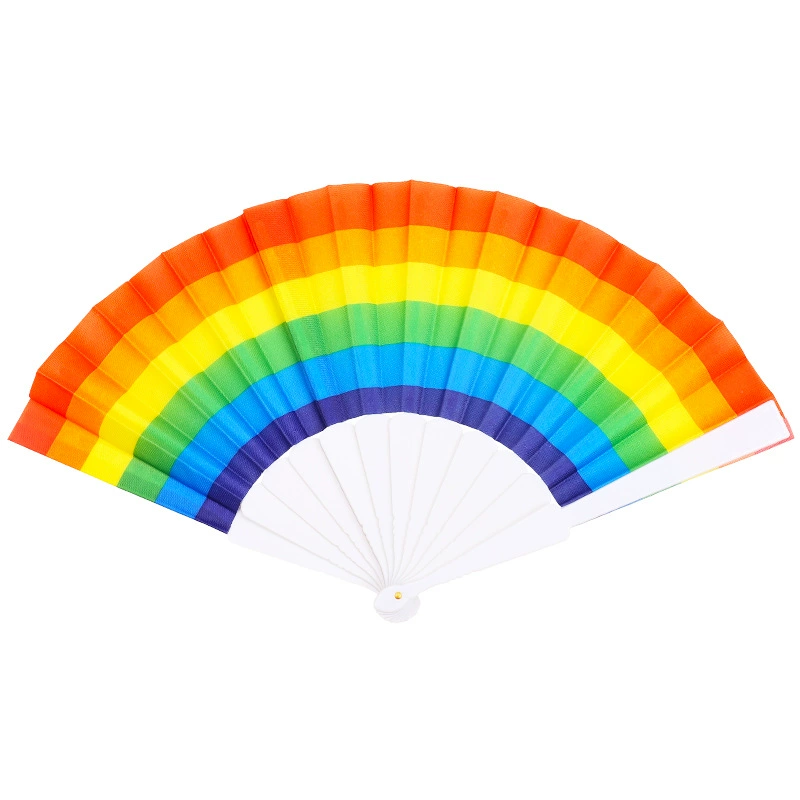 Summer rainbow children's plastic round fan for kindergarten