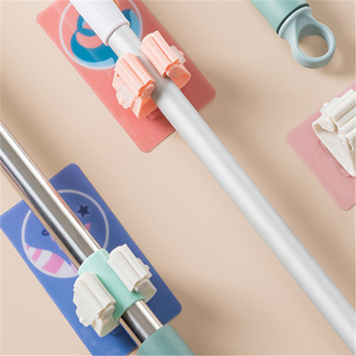 Cartoon mop holder without punching mop clip mop hook Seamless bathroom wall-mounted mop broom card holder
