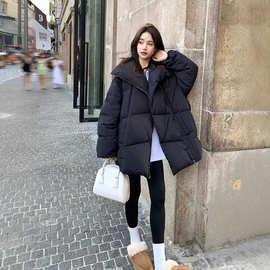 黑色韩版气质设计感羽绒服女2025冬季新款90白鸭绒时尚保暖面包服