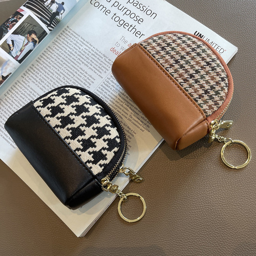 2024 New Fabric Coin Purse Women's European and American Double Zipper Short Small Wallet Key Card Holder Coin Bag Fashion