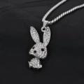 Full rhinestone rabbit + 3.0*70cm pearl chain