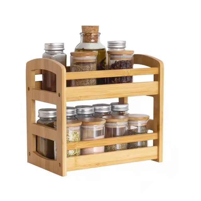 Home desktop wooden storage rack Kitchen countertop cabinet wooden storage rack Household debris solid wood storage rack