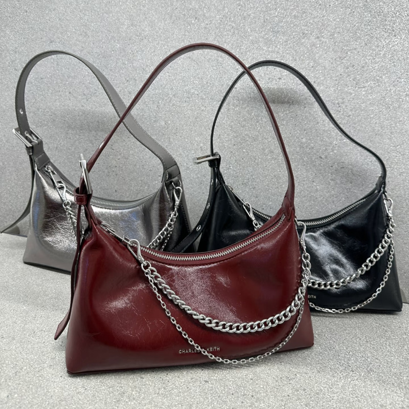 New Model Ck Solid Color Candy-Colored Zipper Pleated Underarm Bag with a High-End Feel, Simple and Versatile Shoulder and Crossbody Women's Bag