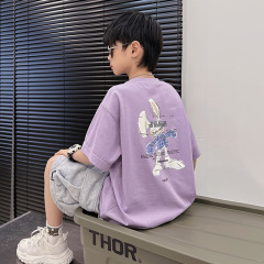 Men's Short Sleeve T-Shirt for Boys, Summer Outfit for Big Kids, Cool Cartoon Print, Round Neck Children's Clothing, New Arrival