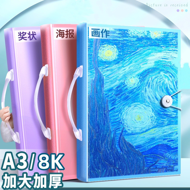 Carpeta de archivos de dibujos para niños A3 8K bolsas de archivos de obras de arte portátiles certificados de honor carpeta de bolsas de inserción