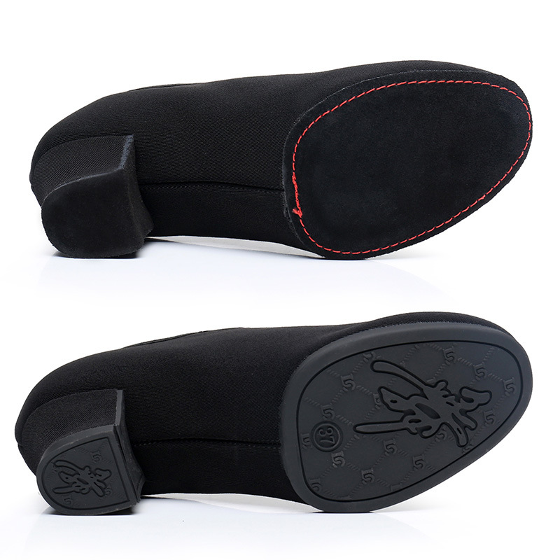 Zapatos de profesor de tacón alto de las mujeres zapatos de baile latino de tela Oxford zapatos de baile de fondo suave profesional zapatos de baile cuadrados de baile de jazz