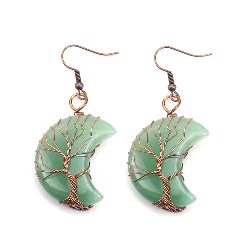 Simple Style Moon Natural Stone Copper Plating Drop Earrings 1 Pair display picture 14