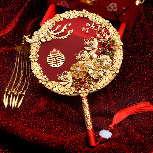 Tuanfan ancient style bride Xiuhe knot wedding Chinese Xiuhe clothing fan Chinese Hanfu hand bouquet diy material package