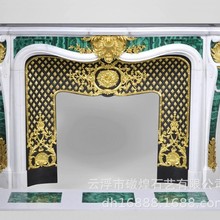 天然大理石 奢石孔雀绿汉白玉高端造型法式大理石壁炉 厂家直销