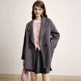 诗凡li.中长款双面呢羊毛大衣外套-1807