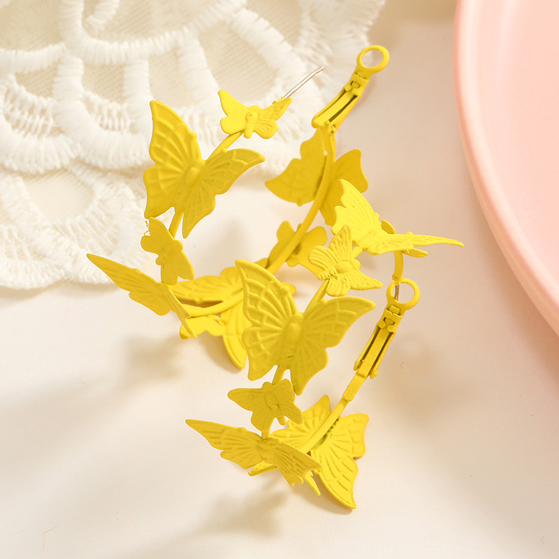 Fashion Creative Geometric Simple  Butterfly Spray Paint Alloy Earring