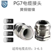 廠家直供黃銅轉接頭PG7金屬黃銅鍍鎳電纜接頭黃銅固定格蘭頭