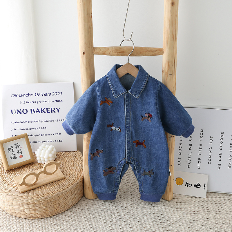 Baby onesie spring outfit cute denim onesie for newborn baby first birthday toddler outerwear crawling suit
