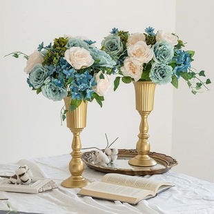 Cross-Border American Retro Vase, High-End Iron High-Leg Desktop Flower Pot, Wedding Decoration, Dried Flower Flower Arrangement Ornaments