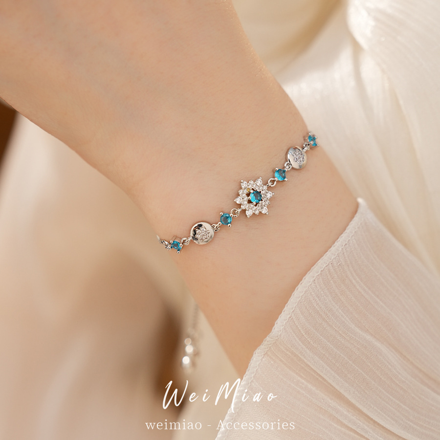 Pulsera de flor de nieve de piedra de copo de nieve ligera de lujo nicho de alto nivel pulsera temperamento exquisito personalidad joyería de moda al por mayor image 3
