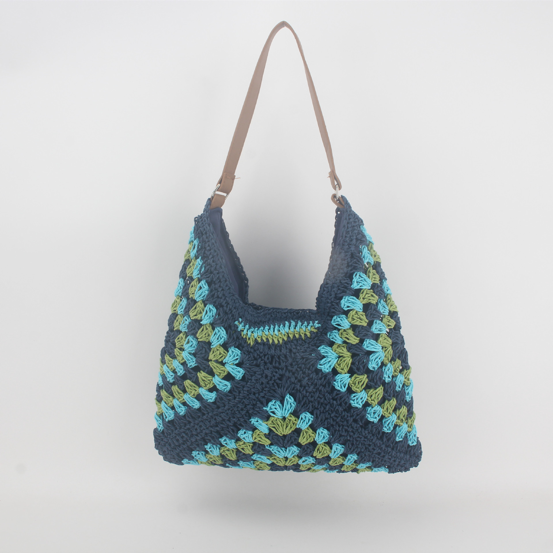 All Seasons Season Women's Large Paper Color Block Vacation Weave Square Open Shoulder Bag