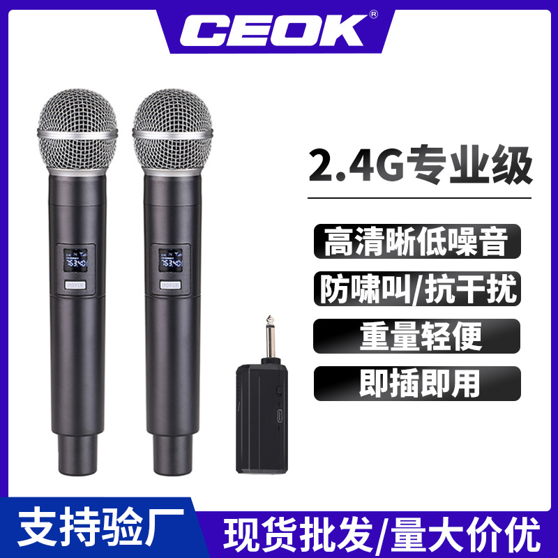 2.4g Wireless Microphone Charging One-To-Two Home Ktv Sound Card Live K-Song Professional Handheld Wireless Microphone