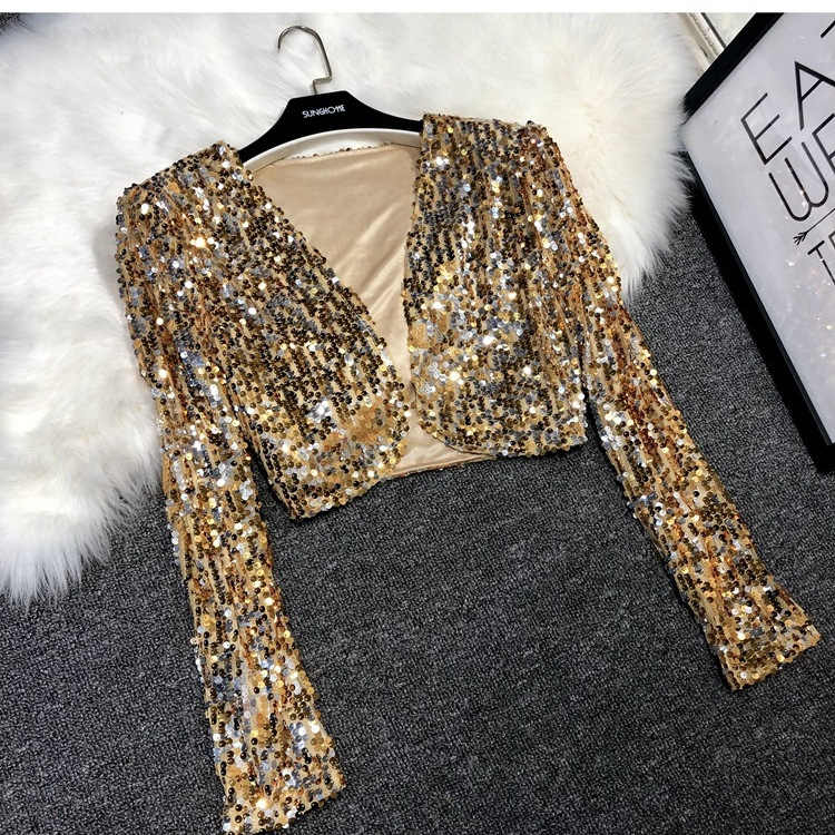 European Station All-match Short Edition Sequins Small Suit BINGBING Beaded Waistcoat Jazz Performance Suit