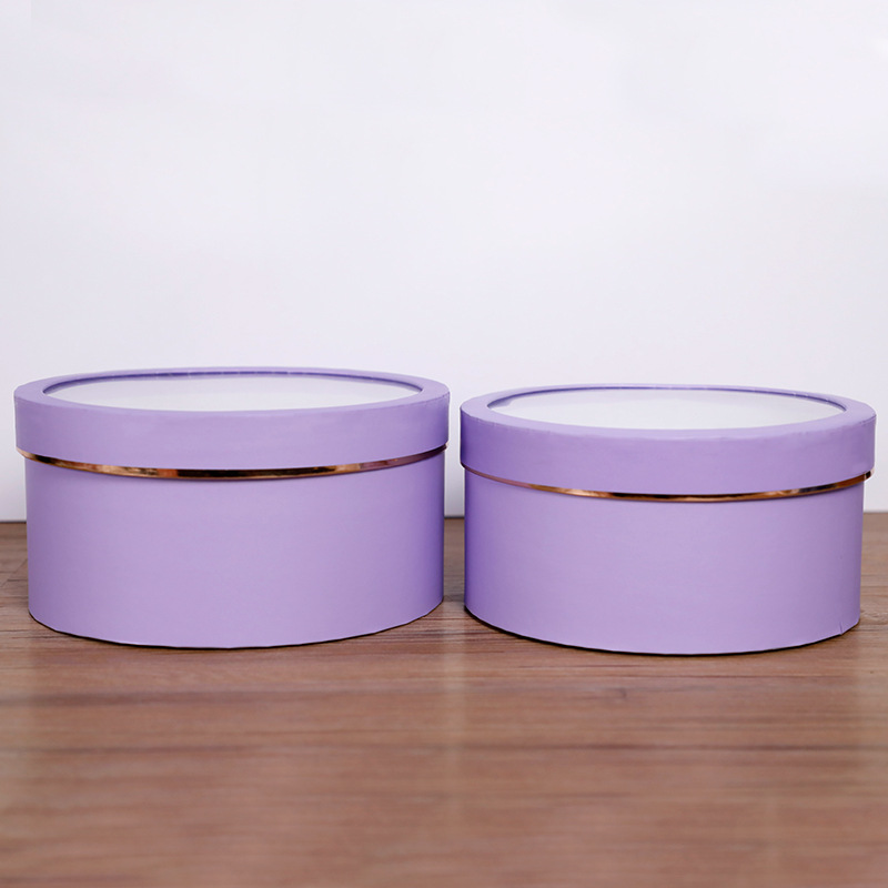 Juego de ventana redonda Caja de regalo de flores de PVC Caja de flores transparente del día de San Valentín Caja de regalo de embalaje floral Caja de regalo de regalo en stock