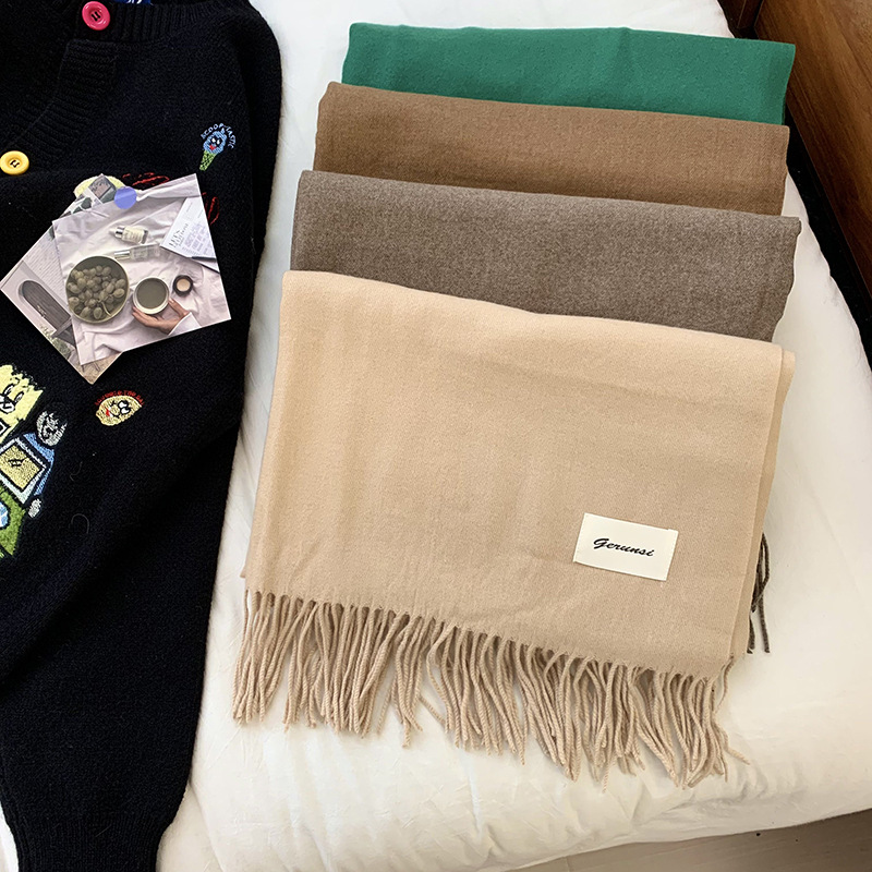 Bufandas de alta calidad de otoño y invierno de color sólido japonés y coreano dulce protector de cuello imitación de cachemire bufandas de calentamiento amplio chaleón