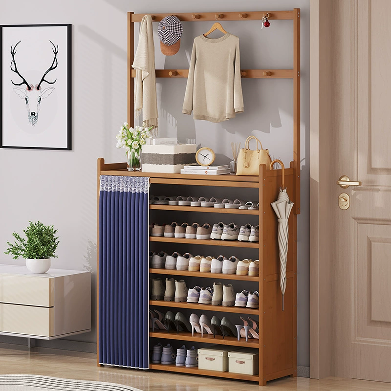 Стойка для обуви из ткани простой многослойный пылезащитный обувной шкаф