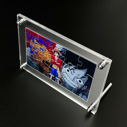 Custom Acrylic Puzzle Picture Frame, Desktop Photo Mounting Frame with Stand, Transparent Acrylic Puzzle Picture Frame