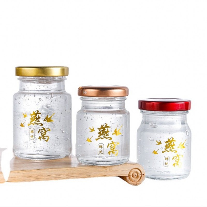 直销密封玻璃燕窝瓶喜蜜瓶果酱瓶蜂蜜瓶鱼子酱瓶铁盖玻璃瓶可LOGO