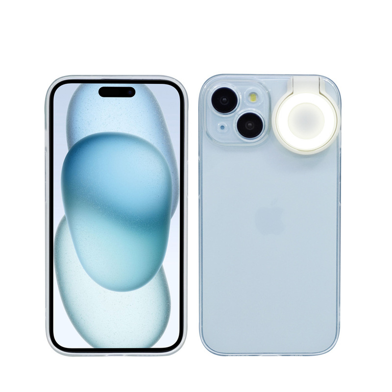 2025年新型16promaxフルカバー透明補光ライト付きスマホケース、Apple 17用美顔ライトソフトケース|undefined