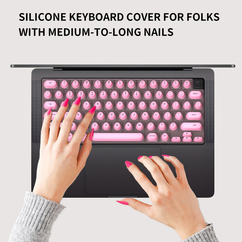 New Silicone Nail Art Apple Keyboard Cover Compatible with MacBook Pro and Air Typing Handy Gadget Dustproof Long Nails