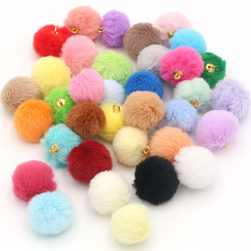 2cm Imitation Rabbit Fur Pom-Pom Earrings, Bags, Clothing, Keychains, Car Hangings, Handmade Jewelry Accessories Wholesale