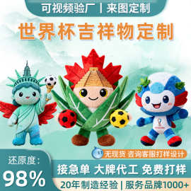 2026年世界杯吉祥物定制毛绒玩具公仔订制来图定做明星公仔加logo
